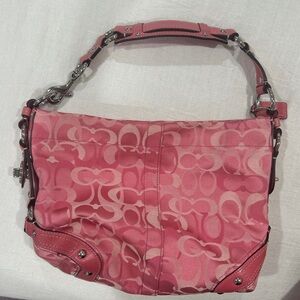 Pink Coach Carly in Optic Signature Medium Size Vintage